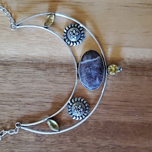 New Unique Cappuccino Jasper and Citrine 925 Silver Necklace. - Picture 8 of 10